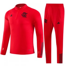 CR Flamengo Quarter Zip Sweat de Treino Conjunto Vermelha 2023-24